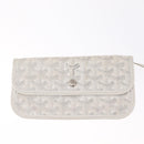 Goyard Herringbone Saint Louis PM Tote Bag PVC White Silver Auth 214681-22