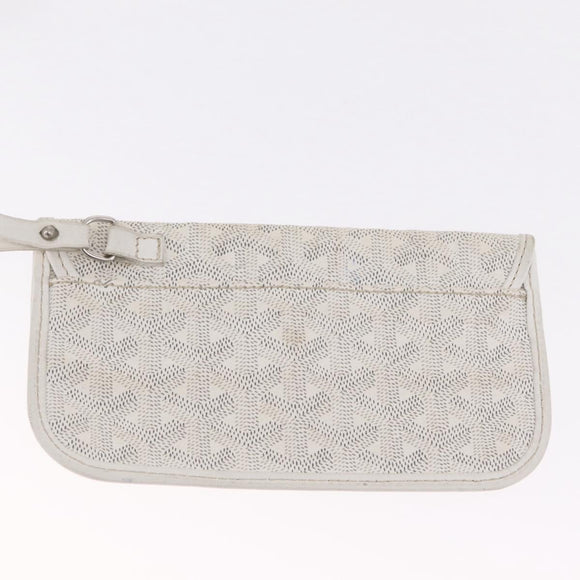 Goyard Herringbone Saint Louis PM Tote Bag PVC White Silver Auth 214681