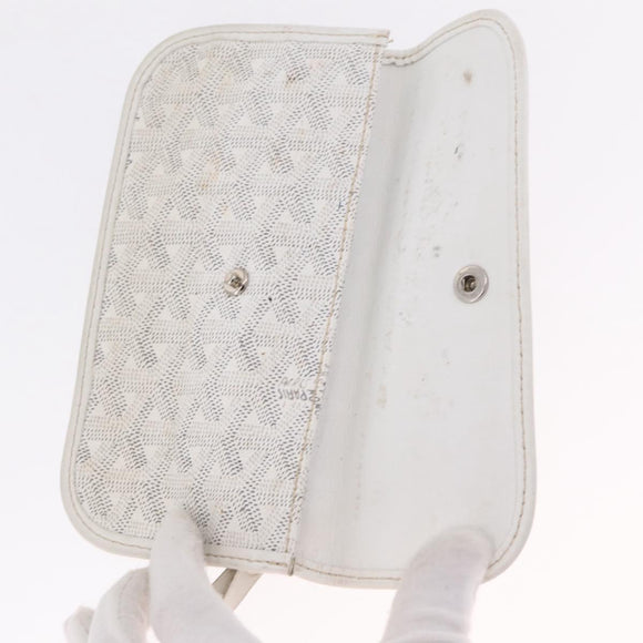 Goyard Herringbone Saint Louis PM Tote Bag PVC White Silver Auth 214681