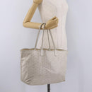 Goyard Herringbone Saint Louis PM Tote Bag PVC White Silver Auth 214681-27