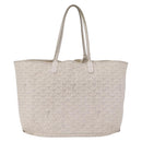 Goyard Herringbone Saint Louis PM Tote Bag PVC White Silver Auth 214681-3
