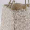 Goyard Herringbone Saint Louis PM Tote Bag PVC White Silver Auth 214681-5