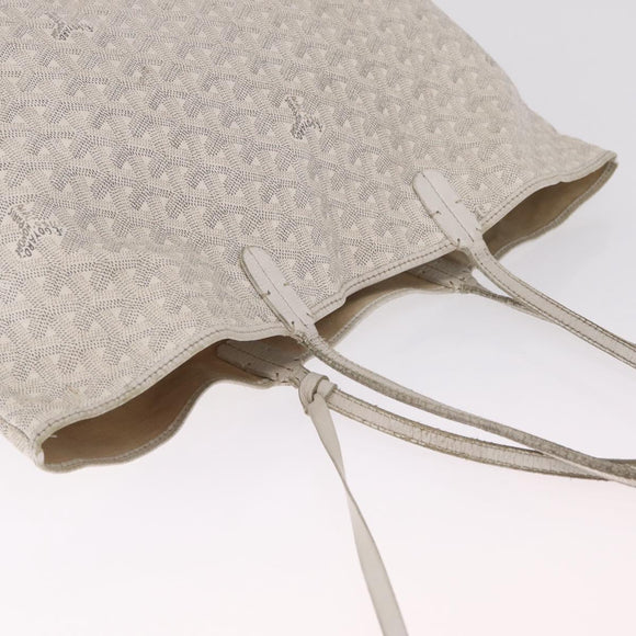Goyard Herringbone Saint Louis PM Tote Bag PVC White Silver Auth 214681