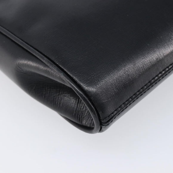 CELINE Shoulder Bag Leather Black Gold Auth 214682