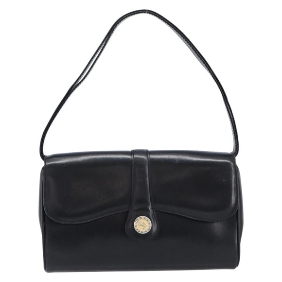 CELINE Shoulder Bag Leather Black Gold Auth 214682