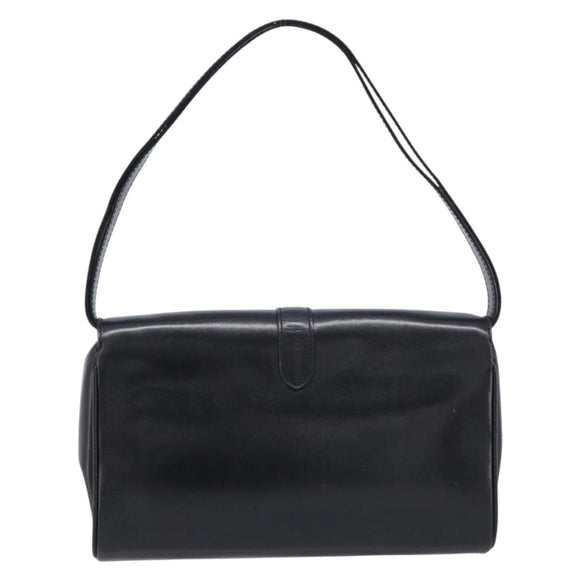 CELINE Shoulder Bag Leather Black Gold Auth 214682