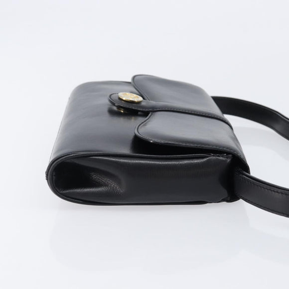 CELINE Shoulder Bag Leather Black Gold Auth 214682