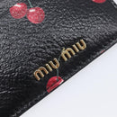 Miu Miu Madras Card Case Leather Black Gold Auth 214698V-12