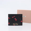 Miu Miu Madras Card Case Leather Black Gold Auth 214698V-26