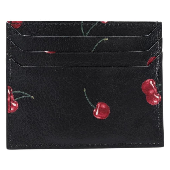 Miu Miu Madras Card Case Leather Black Gold Auth 214698V