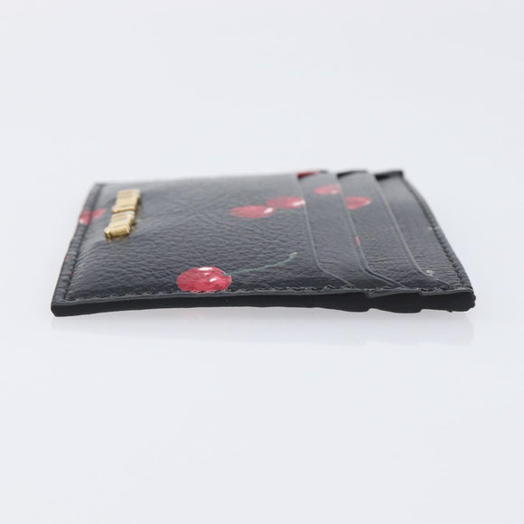 Miu Miu Madras Card Case Leather Black Gold Auth 214698V