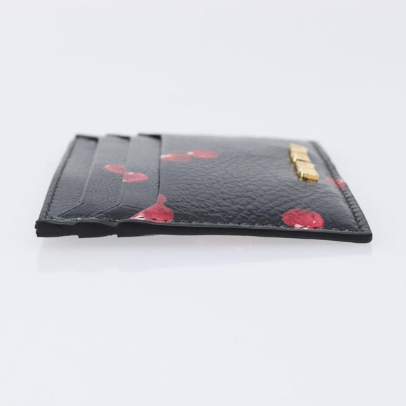 Miu Miu Madras Card Case Leather Black Gold Auth 214698V