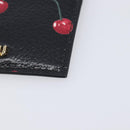 Miu Miu Madras Card Case Leather Black Gold Auth 214698V-8