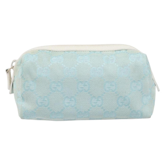 GUCCI GG Canvas Pouch Light Blue 039 1118 Auth 214703