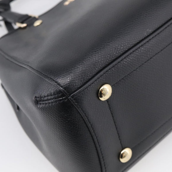Coach Hand Bag Leather Black Gold Auth 214729A