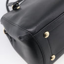Coach Hand Bag Leather Black Gold Auth 214729A-12