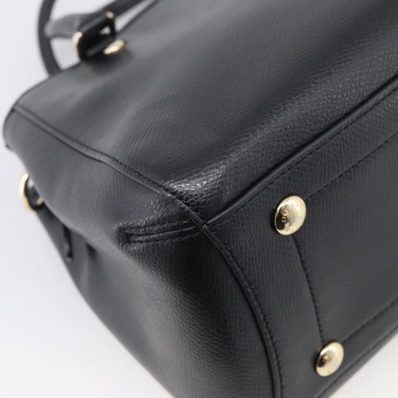 Coach Hand Bag Leather Black Gold Auth 214729A