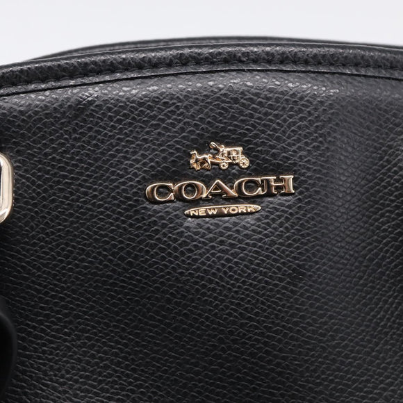 Coach Hand Bag Leather Black Gold Auth 214729A