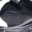 Coach Hand Bag Leather Black Gold Auth 214729A-16