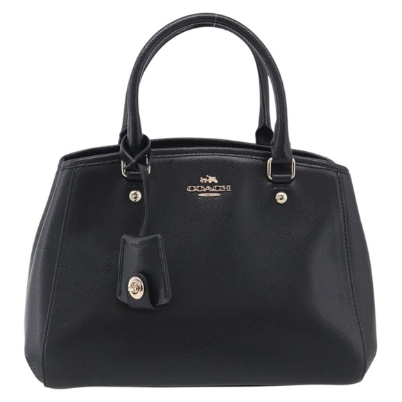 Coach Hand Bag Leather Black Gold Auth 214729A