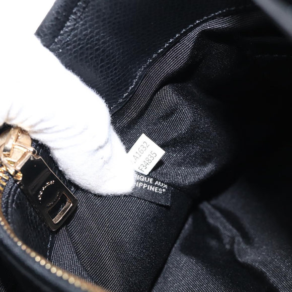 Coach Hand Bag Leather Black Gold Auth 214729A