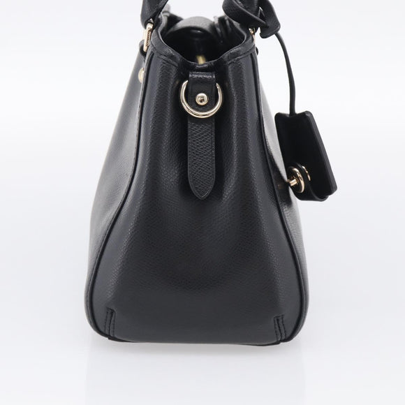 Coach Hand Bag Leather Black Gold Auth 214729A