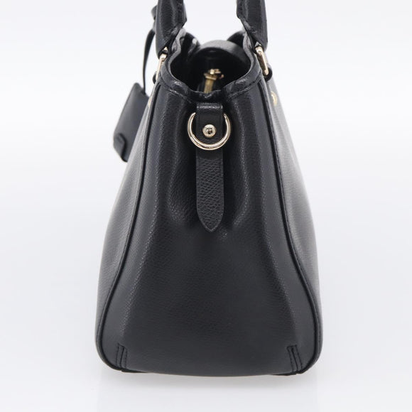 Coach Hand Bag Leather Black Gold Auth 214729A