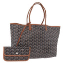 Goyard Herringbone Saint Louis PM Tote Bag PVC Black Silver Auth 214743-1