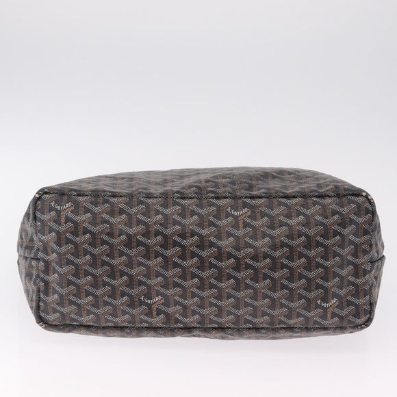 Goyard Herringbone Saint Louis PM Tote Bag PVC Black Silver Auth 214743