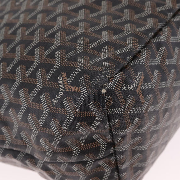 Goyard Herringbone Saint Louis PM Tote Bag PVC Black Silver Auth 214743