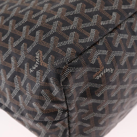 Goyard Herringbone Saint Louis PM Tote Bag PVC Black Silver Auth 214743
