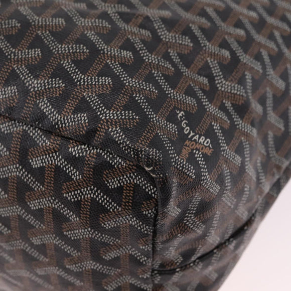 Goyard Herringbone Saint Louis PM Tote Bag PVC Black Silver Auth 214743