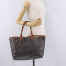 Goyard Herringbone Saint Louis PM Tote Bag PVC Black Silver Auth 214743-26