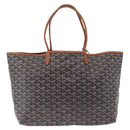 Goyard Herringbone Saint Louis PM Tote Bag PVC Black Silver Auth 214743-3