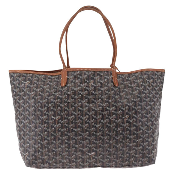 Goyard Herringbone Saint Louis PM Tote Bag PVC Black Silver Auth 214743