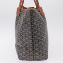 Goyard Herringbone Saint Louis PM Tote Bag PVC Black Silver Auth 214743-4