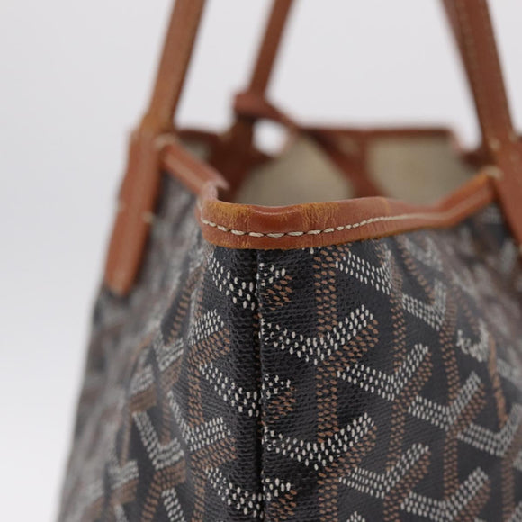 Goyard Herringbone Saint Louis PM Tote Bag PVC Black Silver Auth 214743