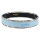 HERMES Emaille PM Bracelet Metal Light Blue Silver Auth 214750-1