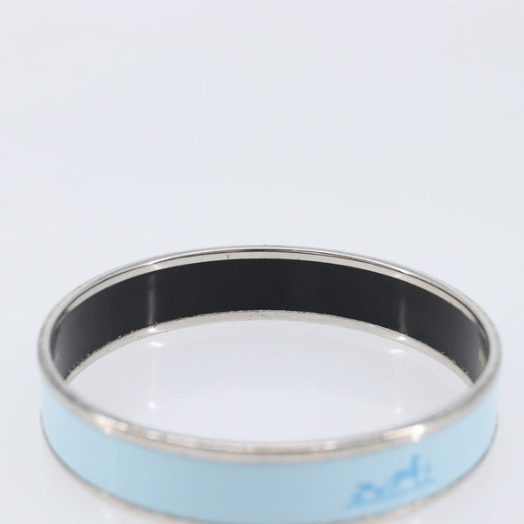 HERMES Emaille PM Bracelet Metal Light Blue Silver Auth 214750