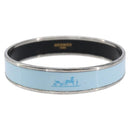 HERMES Emaille PM Bracelet Metal Light Blue Silver Auth 214750-2