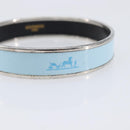 HERMES Emaille PM Bracelet Metal Light Blue Silver Auth 214750-6