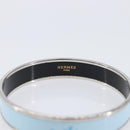 HERMES Emaille PM Bracelet Metal Light Blue Silver Auth 214750-7
