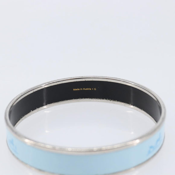HERMES Emaille PM Bracelet Metal Light Blue Silver Auth 214750