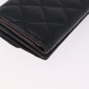 CHANEL Matelasse Trifold Wallet Caviar Skin Black Gold CC Auth 214753-11