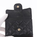 CHANEL Matelasse Trifold Wallet Caviar Skin Black Gold CC Auth 214753-19