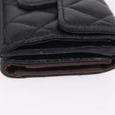 CHANEL Matelasse Trifold Wallet Caviar Skin Black Gold CC Auth 214753-5