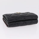 CHANEL Matelasse Trifold Wallet Caviar Skin Black Gold CC Auth 214753-7