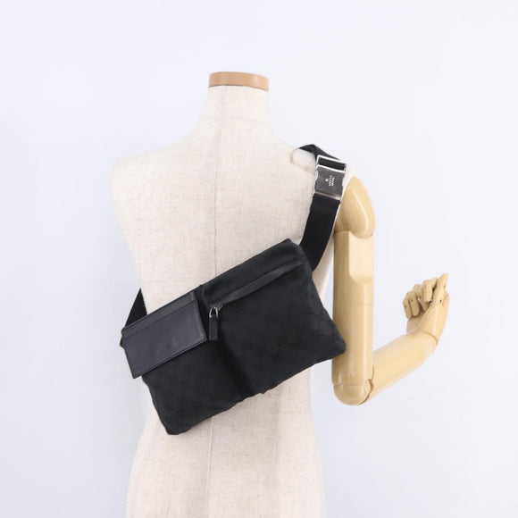 GUCCI GG Canvas Body Bag Black 28566 Auth 214755