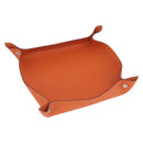 HERMES Mail Tray Decorative Trays Leather Orange Silver Auth 214756-1