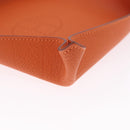 HERMES Mail Tray Decorative Trays Leather Orange Silver Auth 214756-10